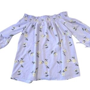 Womens Stella top-‎ XL-Tweed Floral Print Off The Shoulder Long Sleeve Top